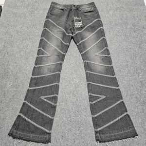 Rebel Vengeance Stacked Bootcut Jeans Geometric Black Skater Punk 28X32 NWT WOW